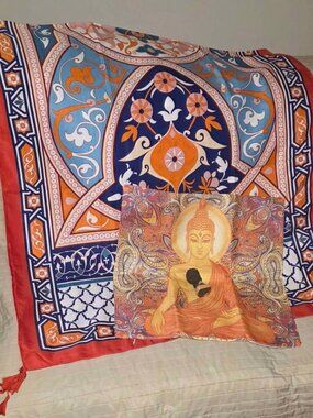 Mindful Souls - Large Meditation Scarf, Mini Buddha Statue, and Pillow Cover